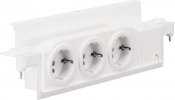 Hager Розетка Schuko тройная 3х(L+N+PE) с суппортом для щитков Volta мультимедиа, для пустотелых стен, 250В 16А, белая VZ00HW