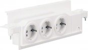 Hager Розетка Schuko тройная 3х(L+N+PE) с суппортом для щитков Volta мультимедиа, для сплошных стен, 250В 16А, белая VZ00UP