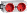Hager Розетка Schuko Ecoline 2-х кратн., 16A 230В АС, в С-профиль, цвет гнёзд красный GS20003020