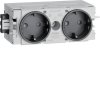 Hager Розетка Schuko Ecoline 2-х кратн., 16A 230В АС, в С-профиль, цвет гнёзд антрацит GS20009011