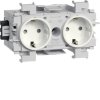 Hager Розетка Schuko Ecoline 2-х кратн., 16A 230В AC, фронт. закрепления в паз 80мм GS20019001
