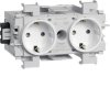 Hager Розетка Schuko Ecoline 2-х кратн., 16A 230В AC, фронт. закрепления в паз 80мм GS20019010