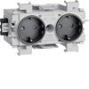 Hager Розетка Schuko Ecoline 2-х кратн., 16A 230В AC, фронт. закрепления в паз 80мм, цвет гнёзд антрацит GS20019011