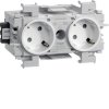 Hager Розетка Schuko Ecoline 2-х кратн., 16A 230В АС, пов.90°, фронт. закрепления в паз 80мм GS20119010